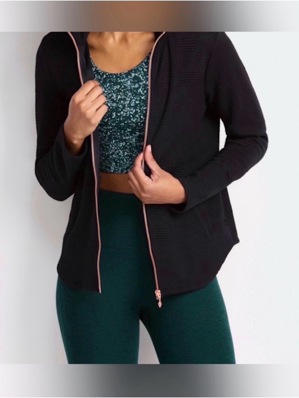 Skechers Black Zip-Front Women's Cardigan Jacket with Rose Trim